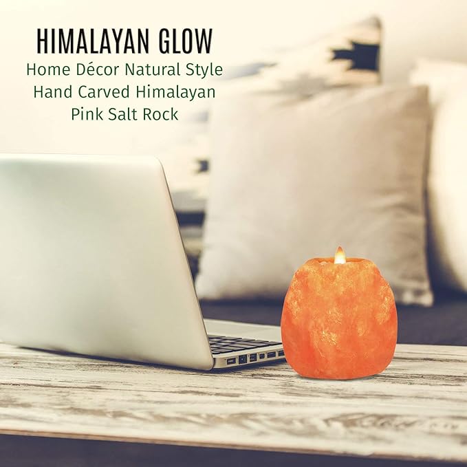 Himalayan Glow Salt Candle Holders, Home Décor Gift – Pink Salt Candle Lamp - 2 Pack