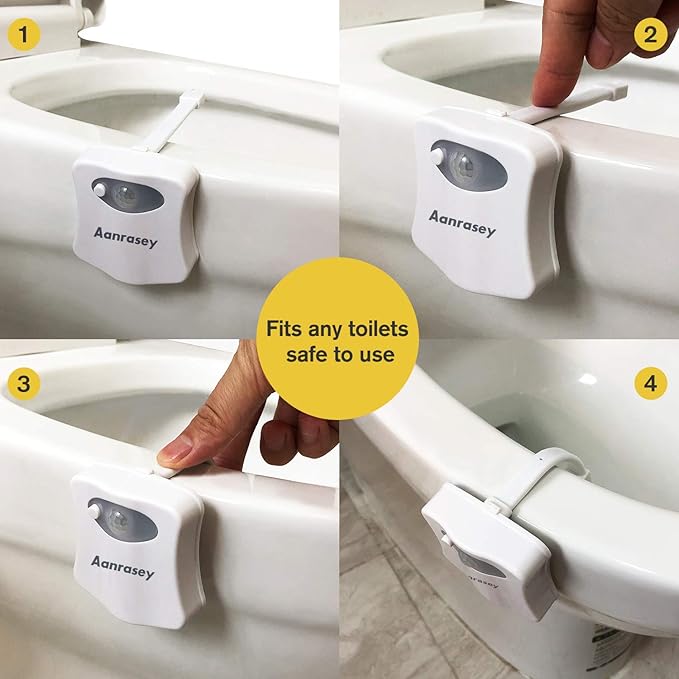 Toilet Night Light, Toilet Bowl Light, Motion Sensor Activated LED Night Light, 8-Color Light up for Bathroom Decor, Kids Bathroom Set Cool Stuff (2 Pack)