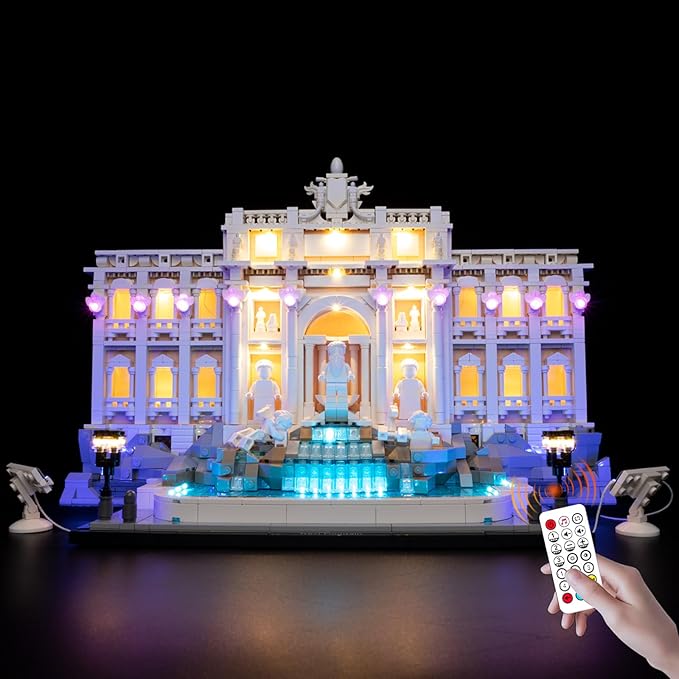 BrickSoul LED RC Light Up Kit Compatible with Lego Architecture Trevi Fountain 21062 Building Set, Upgrade RC Adjustable Lighting Mode Lighting Accessories for Lego Fans, Not Included 21062 Model