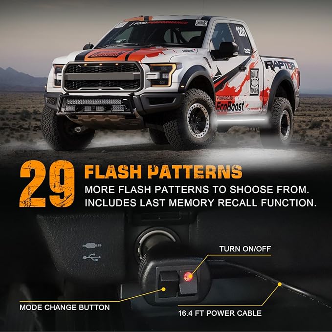 XRIDONSEN 2PCS 60 inch White Running Board Lights Strip 720 LED Emergency Strobe Lights Flashing Warning Hazard Safety Waterproof Side Lights for Trucks Construction Vehicles Pickup SUV Jeep