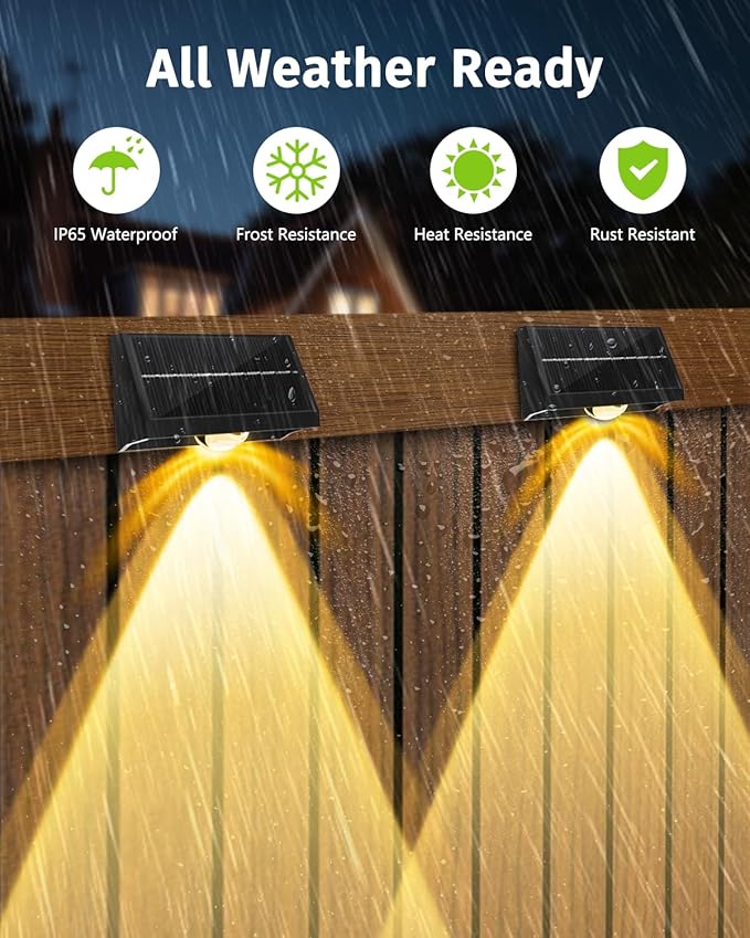 Solar Fence Lights Outdoor Waterproof High Brightness LED Spot Lens Deck Lights 7 Mode Warm & Cool White RGB Solar Powered Wall Lighting Decor for Outside Patio Step Backyard Railing Pool - 2 Pack