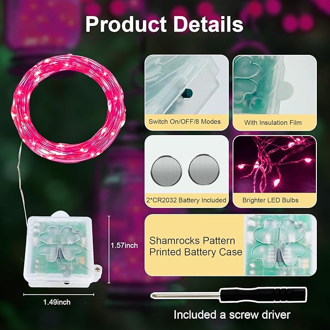 AIKEI 6 Pack LED Fairy Lights with Timer Battery Operated, Mini String Lights with Remote Waterproof 7ft 20 Led Firefly Starry Lighting for Wedding Party Bedroom Garden Christmas Decoration Pink
