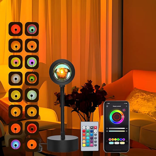 Sunset Lamp Projector, Multicolor Changed Night Light with Remote,APP Control, 360°Rotation for Party, Bedroom Decor,Tiktok,Photography