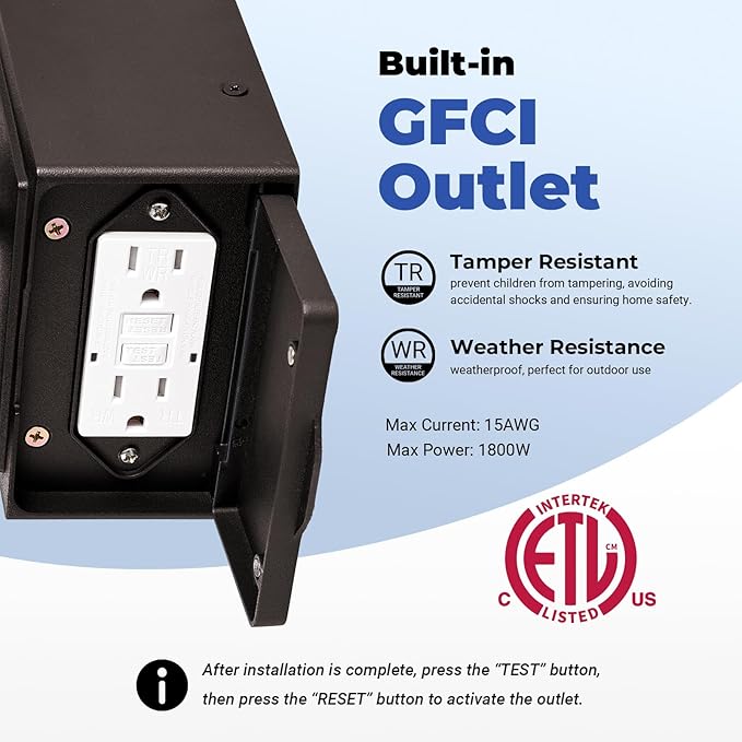 Oil-Rubbed Bronze Motion Sensor Exterior Lighting Fixtures for House with GFCI Outlet, Farmhouse Outdoor Porch Lights Wall Mount with Tempered Water-Ripple Glass, Outside Sconces for Garage