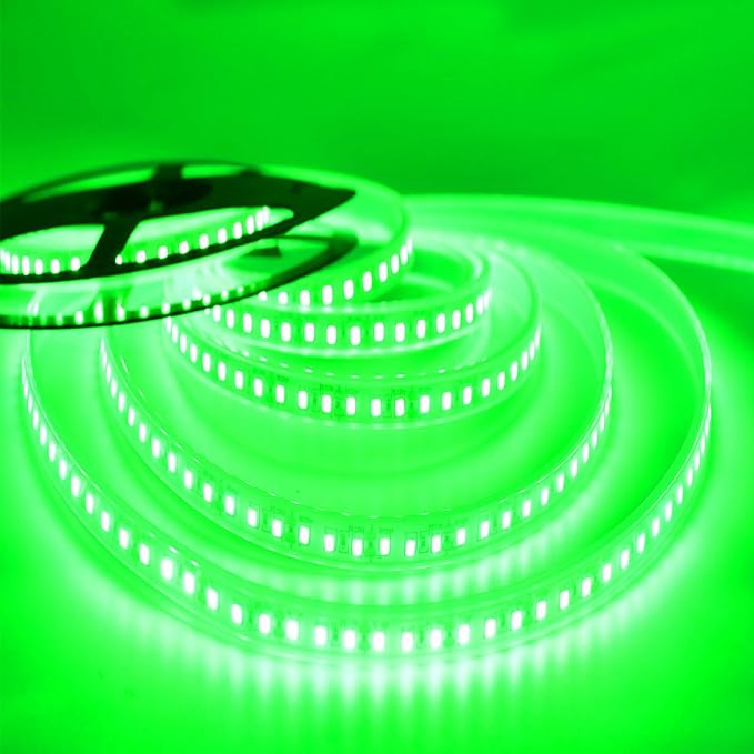 SUYOOULIN LED Strip Lights, AC110V/120V 16.4ft/5m 15000LM SMD 2835 600 LEDs Light Strips Tube Waterproof IP67 LED Ribbon, 2 Times Brightness Than Low Voltage Strip Lights (Green)