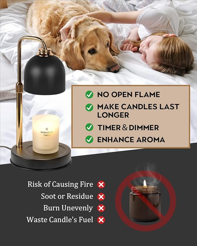 Candle Warmer Lamp with Timer & Dimmable Brightness, House Warming Gifts New Home, Candle Warming Lamp Gifts for Anniversary, Birthday Gifts for Women Mom, Flameless Wax Melt Warmer for Jar Candles