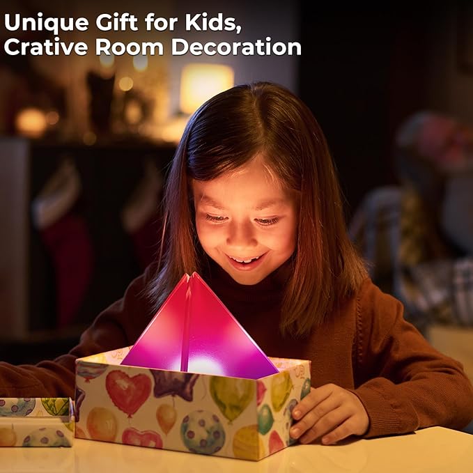 DIY Pyramide Mood Light, 3D Triangel Light, Geometric Creative Decoration for Gaming Room, Dinner Table, Childroom,Valentines Day Gifts Kids Night Light Gift,USB Powered