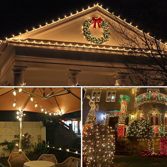 KGC C9 LED Replacement Christmas Lights Bulbs-0.6W Equivalent to 7W, Warm White 2200K, No Glass Shatterproof & Waterproof Plastic Bulbs, E17 Screw for Indoor Outdoor Patio String Lights 25 Pack