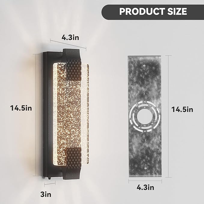 camuucci Dusk to Dawn Outdoor Light,15.7 Inches LED Porch Lights Outdoor Waterproof Modern Outside Sconce Wall Mount for Doorway Hallway Porch Patio Yard Doorway Black