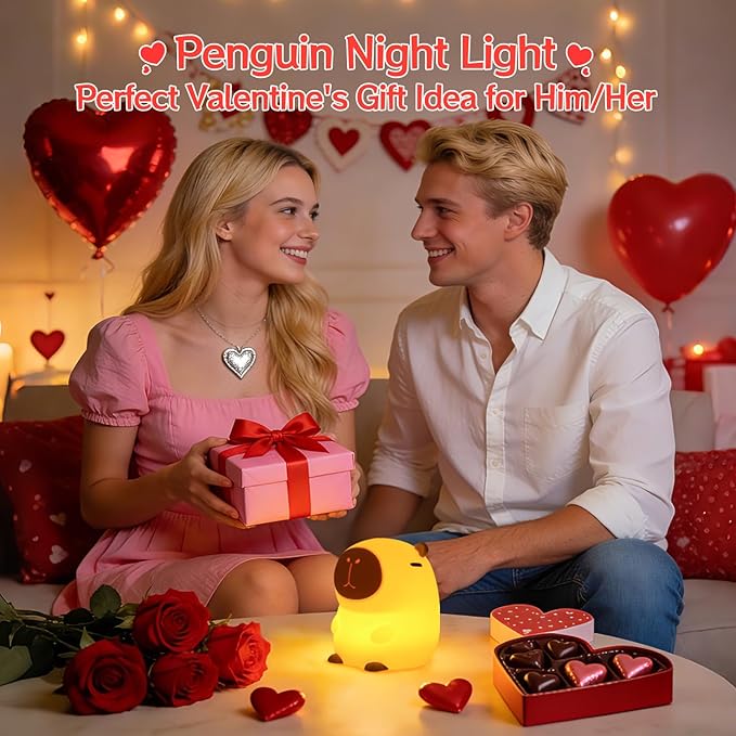 Capybara Night Light, 50-Hour Battery & Pat Control, Squishy Animal Lamp for Kids Room, USB Rechargeable with Timer, Easter Gifts