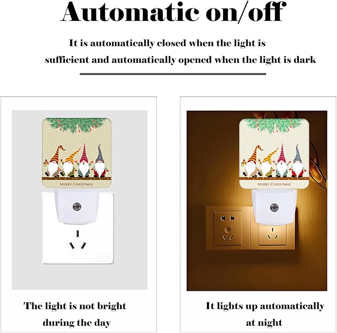 Christmas Gnomes Night Light,Plug-in Nightlights Auto Sensor Night Lamp Dusk to Dawn Lamp Home Decor for Nursery Children Girls Boys