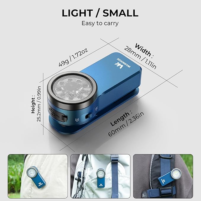 Wurkkos HD03 Rechargeable EDC Flashlight 680 High Lumen Clip Light, Small Flashlight Triple Light Source, 90 High CRI, IPX6 Waterproof, Magnetic Pocket Flashlight for Working Emergency Signal(Blue)