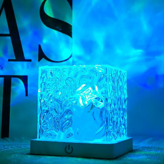 Ocean Wave Projector Light, 16-Color Cube Water Lamp, 3D Holographic Water Ripple Romantic Ambient Lighting for Child's Room，Aurora Night Light，Birthday and Christmas Gifts for Children