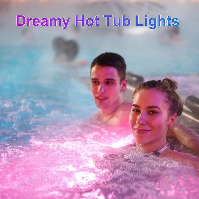 Rechargeable Battery Operated Floating Pool Lights - LUXJET 4 Packs RGB Color Changing Hot Tub Lights IP68 Waterproof Magnetic for Bath, Spa, Christmas, Halloween, Fountains