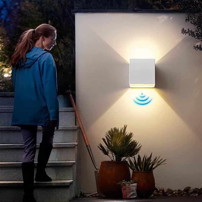 Battery Operated Wall Sconce Set of 2, Motion Sensor Light Indoor, 6000mAh Wall Lights Rechargeable, Magnetic Cordless LED Energy Saving Night Lights for Hallway Stairway Porch, White