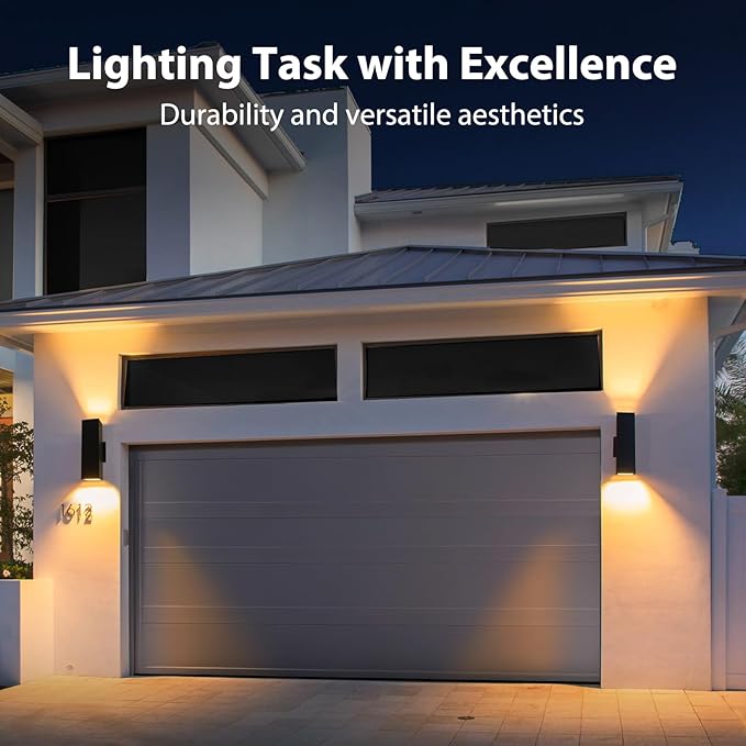 11.8" Outdoor Lights for House, Up & Down Exterior Sconce Lights, IP65 Waterproof, Corrosion-Resistant, E27 Bulb (Not Included) – Ideal for Porch, Garage, Patio, Front Door - 1 Pack