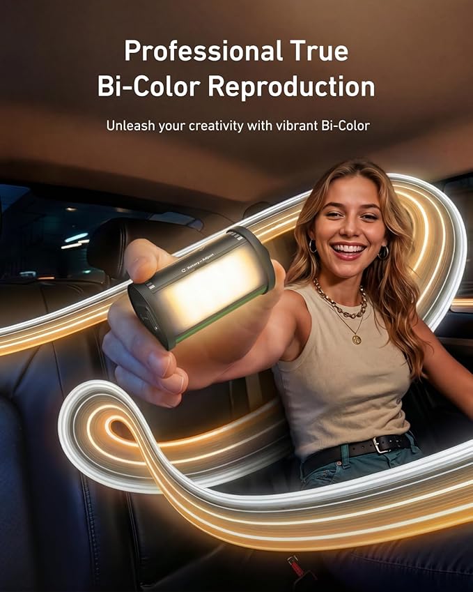 TELESIN Magnetic Bi-Color LED Video Light | Cold Shoe Mount for DSLR Photography Attachment | Rechargeable Camera Light | CRI 95+& 2700-7500K | Camera photography lighting For Vlogging Content Creator