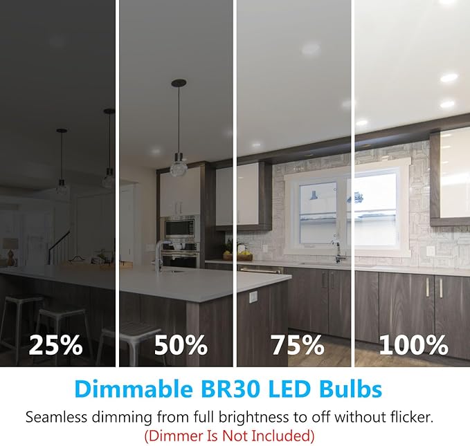 dalattin 12 Pack BR30 LED Bulbs 65W Equivalent, Dimmable Indoor Flood Lights 5000K Daylight White, 9W, 800 Lumens, E26 Base, LED Recessed Light Bulb for Living Room, Bedroom, Bathroom, Kitchen