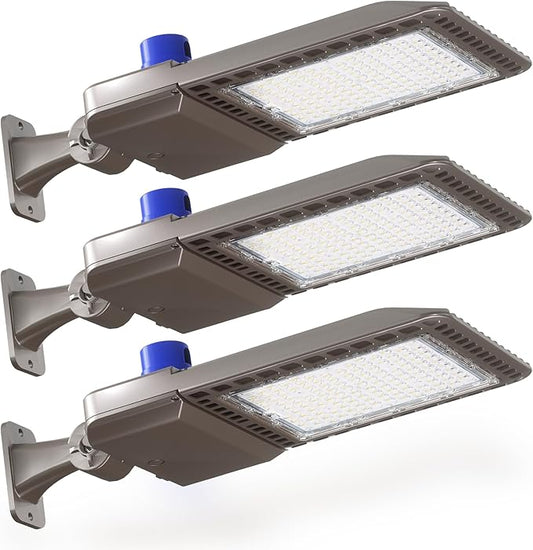 YXL LED Parking Lot Light, 200W LED Shoebox Light with Dusk to Dawn Photocell,28000LM 5000K Daylight Arm Mount, IP65 Waterproof, LED Area Light for Parking Lot Sports Stadium, 3 Pack, L2115200