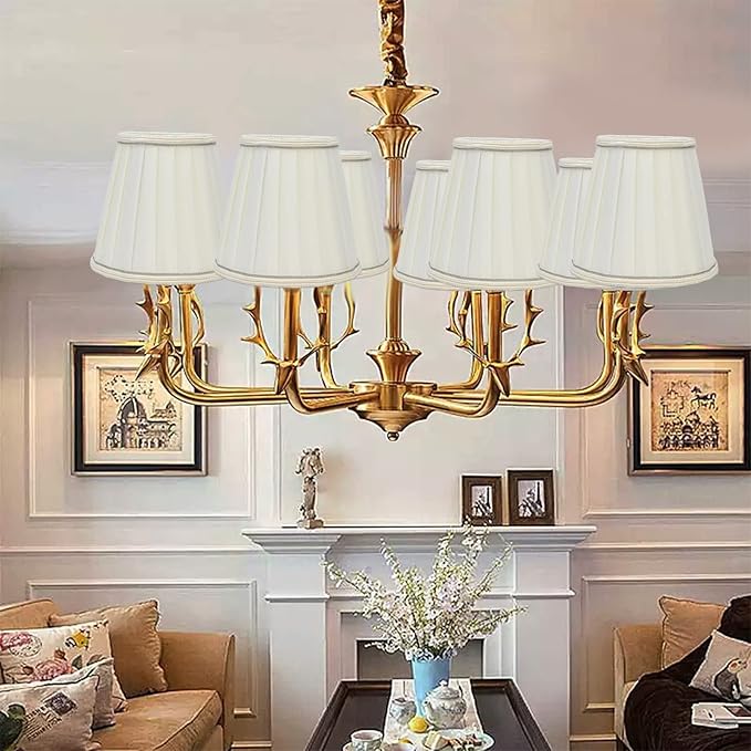 2Pcs Small Lamp Shade, Pleated Fabric Lampshade Clip On Modern Lampshades for Table Floor Lamp, Pendant Light Chandelier, 3.6 inch Top x 5.6 inch Bottom x 5.1 inch Height(Light Beige)