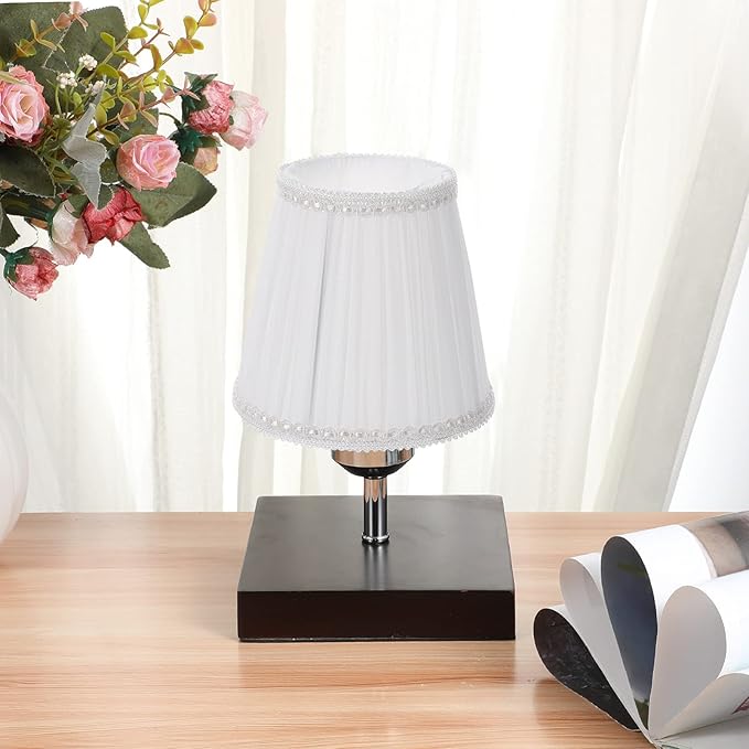 Lurrose Cloth Lamp Shade Cloth Lamp Shade Covers, Clip On Bulb Lamp Shade Barrel Fabric Lampshade with Harp Pleated Cone for Table Chandelier Wall Lamp, White Cloth Lamp Shade Replacement