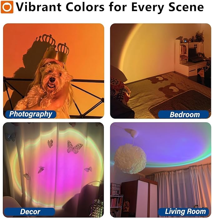 Sunset Lamp with USB Port - 360° Rotatable Multicolor Sunset Light Projector, Great for Room/Bedroom Decor, Photography, Party, TikTok Live | Halloween & Gifts
