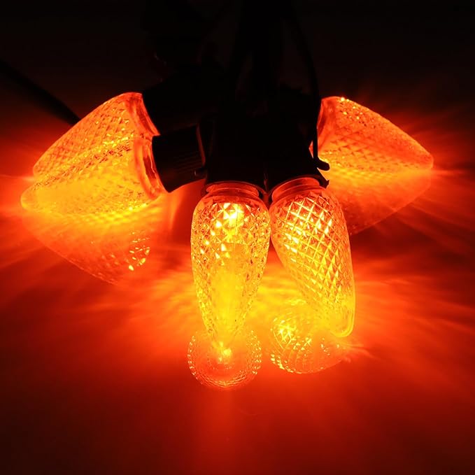 5PCS C9 LED Christmas Light Bulbs - C9 led Bulbs with E17 Base Sockets Replacement Bulbs for Outdoor String Lights - Commercial Grade Orange
