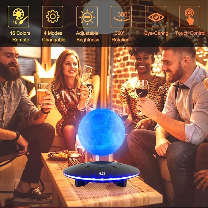 Magnetic Levitating Moon Lamp Rotating Floating Moon Lamp 16 Colors Moon Night Light Levitating Lamp Decorative Lights for Room