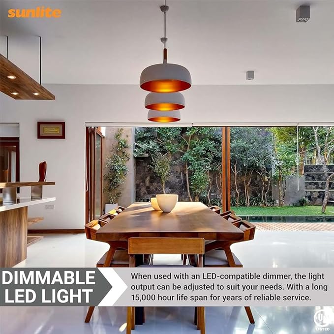 Sunlite 40322 LED S14 Glass Filament Style String Light Bulb, 4 Watts (25W Equivalent), 340 Lumens, Medium Base (E26), Dimmable, UL Listed, High 90 CRI, 2700K Warm White, 6 Count