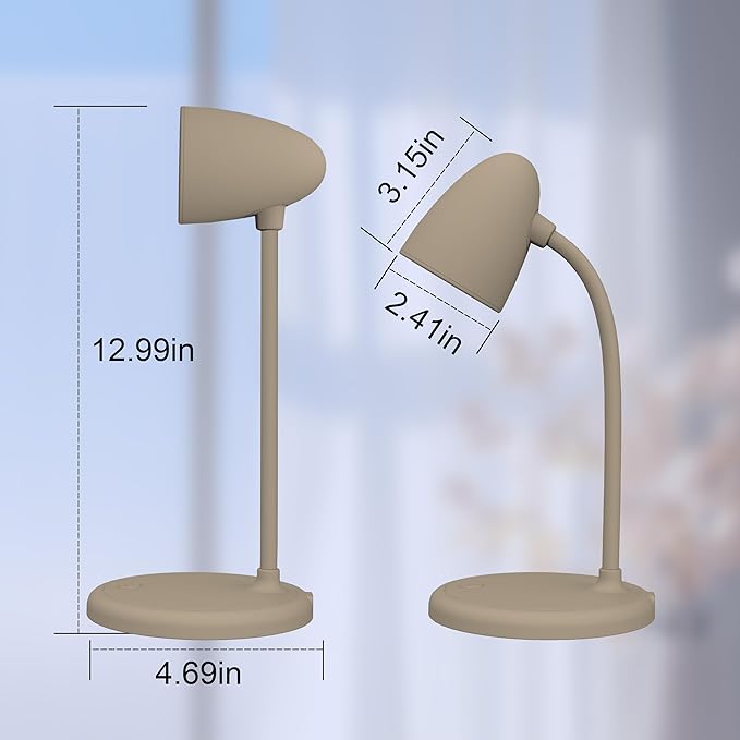LED Desk Lamp for Home Office,3 Light Colors,Table Lamp,Dimmable Reading Light for Bedside Small Desk Lamp for College Dorm Room,Bedroom Desk Light,Brown