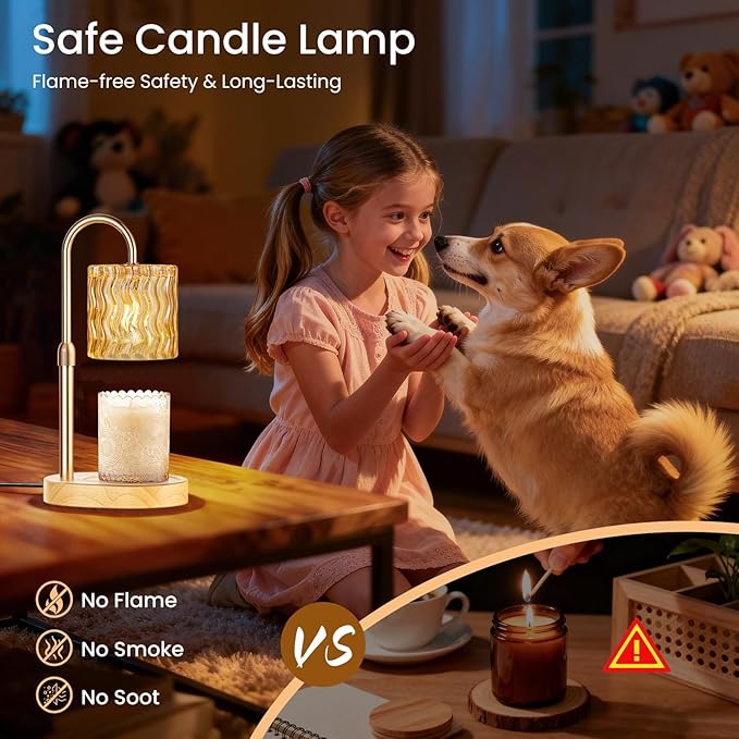 Candle Warmer Lamp with Timer, Birthday Gifts for Women Mom, Height Adjustable Candle Lamp Warmer for Jar Candles, Dimmable Wax Melt Warmer with 2 Bulbs, House Warming Gifts New Home Decor