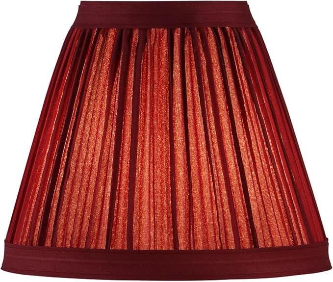 Aspen Creative 33124-5 Small Pleated Empire Shape Chandelier Clip-On Lamp Shade, Burgundy, 3" Top x 6" Bottom x 5" Slant, 5 Pack