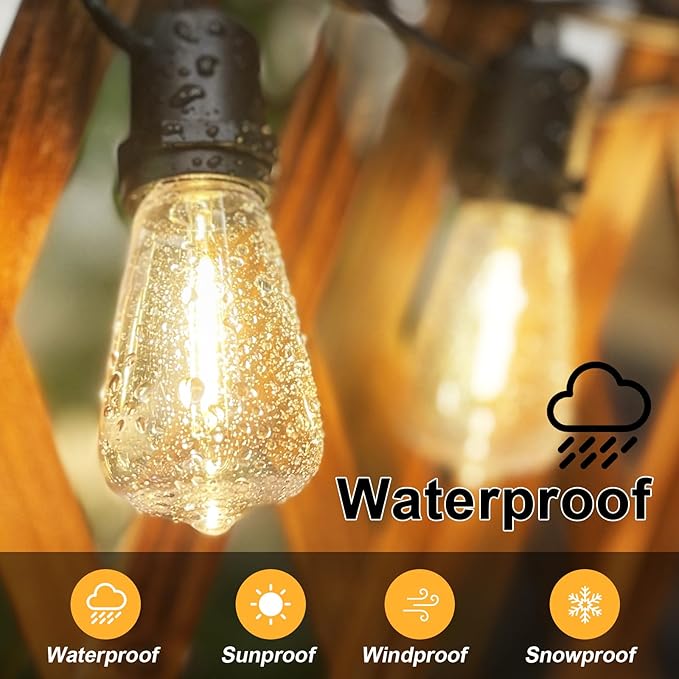 Edison LED Light Bulbs,10 Pack ST38 Clear Replacement Bulbs Fits C7 E12 Screw Base Light,Vintage 0.6W Dimmable Waterproof Bulbs for Indoor Outdoor Patio String Lights