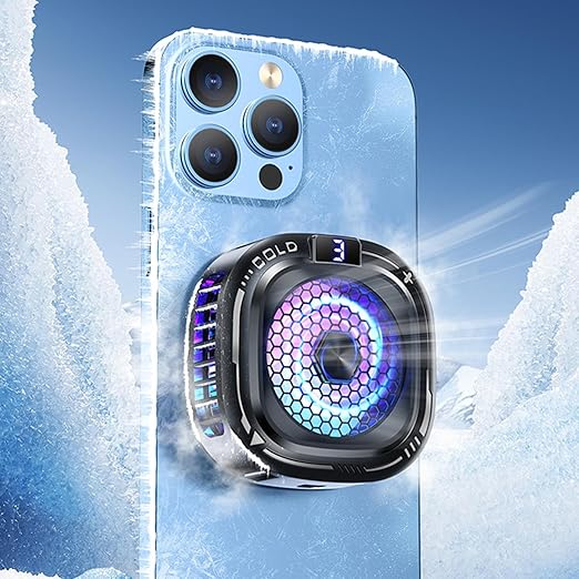 Magnetic Phone Cooler,10W Magnetic Heatsink - 3-Level Smartphone Cooling Fan with RGB Light | for Game Live Streaming Video Filming