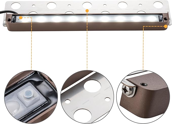 Low Voltage LED Step Lights 4 Pack, 12.25 Inch Landscape Lighting for Deck, Stairs & Pathway, 5CCT Adjustable 2700K-6500K, Waterproof Outdoor Retaining Wall & Paver Lights, 12V 5W High Brightness