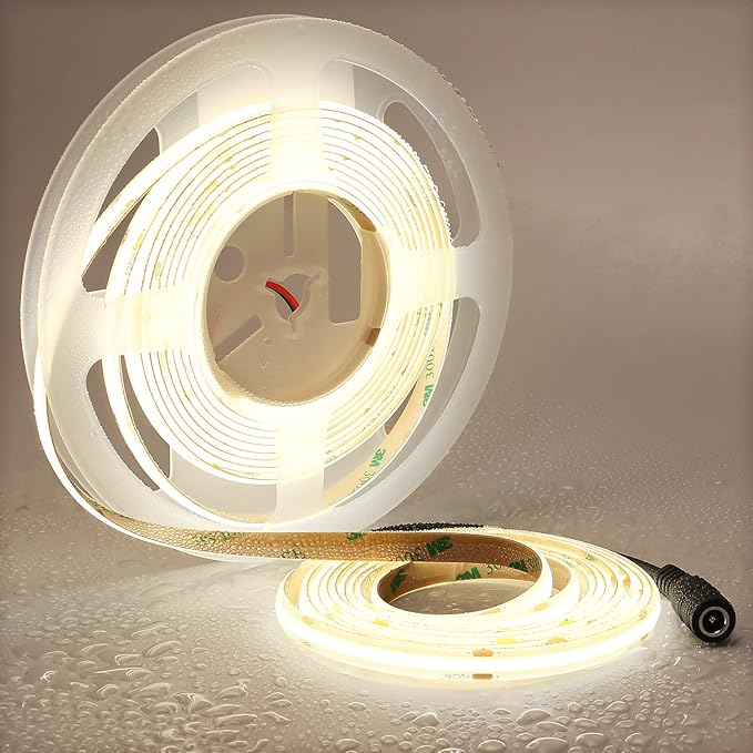 TOPAI 24V COB LED Strip Natural White 4000K Waterproof IP65 Super Bright CRI 90+ 4000lm Dotless High Density 480LEDs/M 16.4FT Cuttable Flexible LED Tape Light for Cabinet Home DIY Lighting Projects