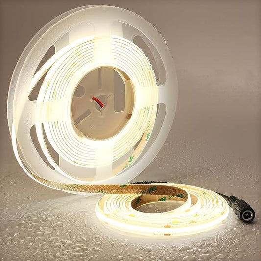 TOPAI 24V COB LED Strip Natural White 4000K Waterproof IP65 Super Bright CRI 90+ 4000lm Dotless High Density 480LEDs/M 16.4FT Cuttable Flexible LED Tape Light for Cabinet Home DIY Lighting Projects