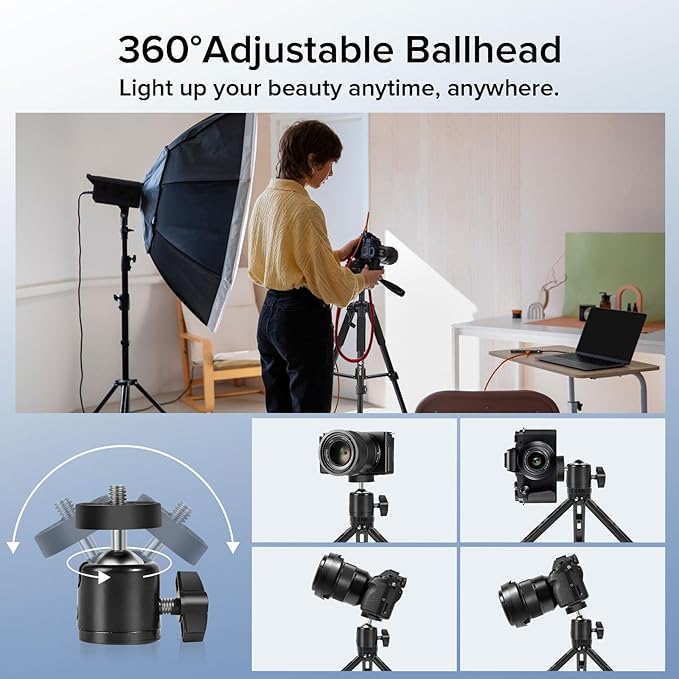 Vlogging Kit for iPhone, Android with Full Size Tripod, Tripod, Phone Stand, LED Light and Shotgun Microphone for Video Calling, Vlogging, YouTube, Instagram, TikTok