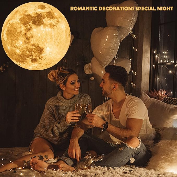 Moon Lamp Projector Night Light, 360° Rotatable Moon Lamp USB Powered Lighting with Bracket,Mood Light Photography Romantic Atmosphere Lamp for Selfie Backgroun Bedroom Decor Moon Fantasy Lovers