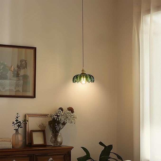 Vintage Pendant Light Fixtures: Glass Pendant Lights Kitchen Island, Green Pendant Light, Modern Chandelier Pendant Green Light Fixture for Bedroom Dining Room