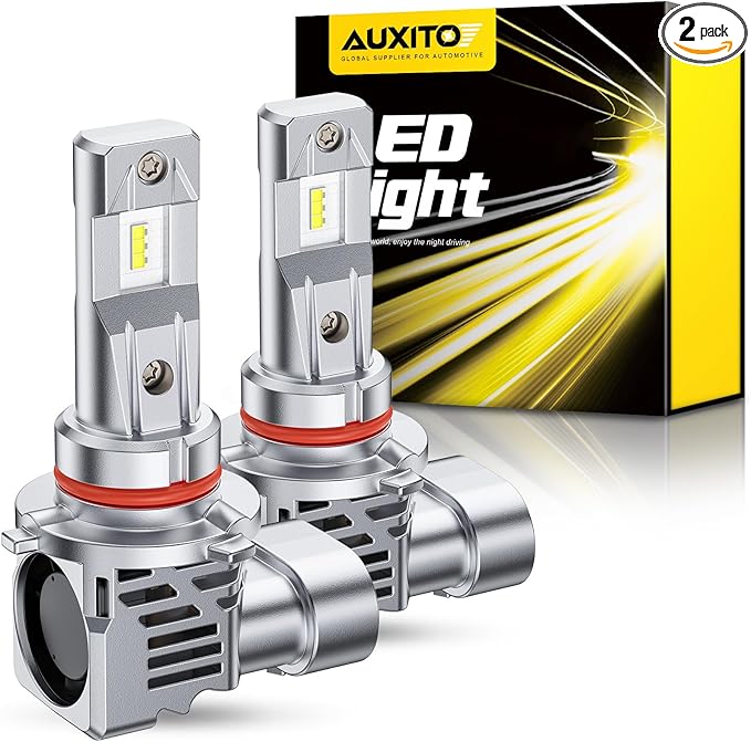 AUXITO 9012 LED Bulb, 800% Brighter Ultra-Bright, 6500K White, Mini Size Wireless Plug and Play Automotive Lighting, Pack of 2