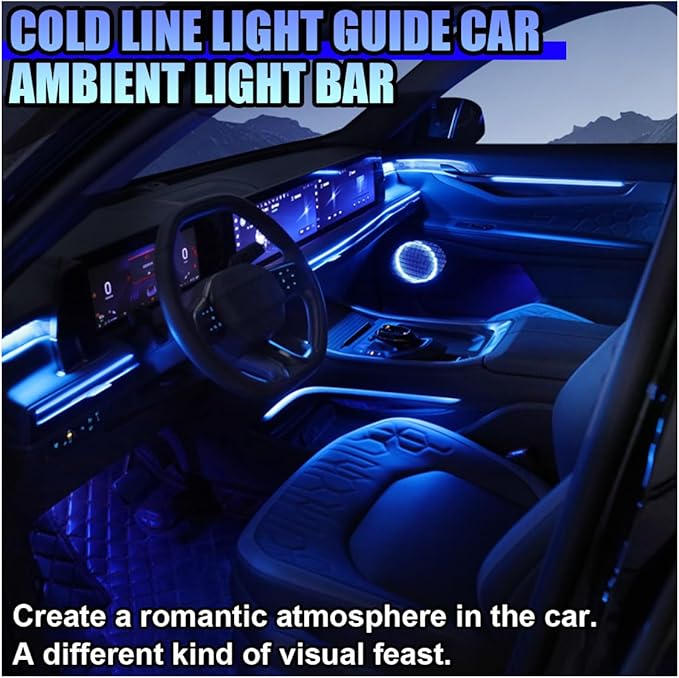 EL Wire Car Interior LED Strip Lights, 5V 16FT Neon Light Strip with Sewing Edge, USB Electroluminescent Car Interior Lights with Fuse Protection, Vehicle Ambient Lighting Decorations (Blue)