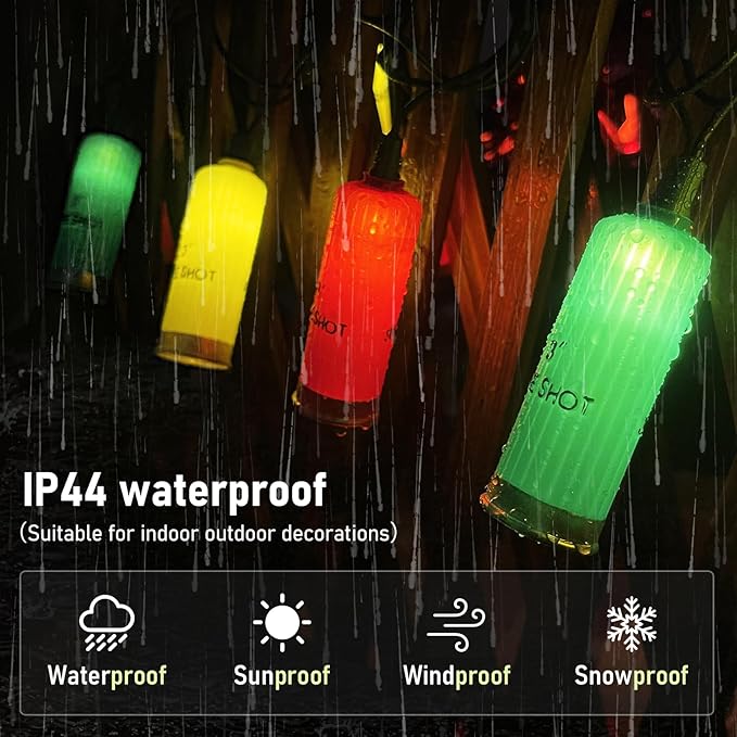 Multicolor Shotgun Shell String Lights Plug in, 8.5Ft Outdoor Christmas Decorations Lights with 10 LED 3D Bullets Lights, Hanging Novelty Bullets Shell Light for Outdoor Patio Garden Backyard Party