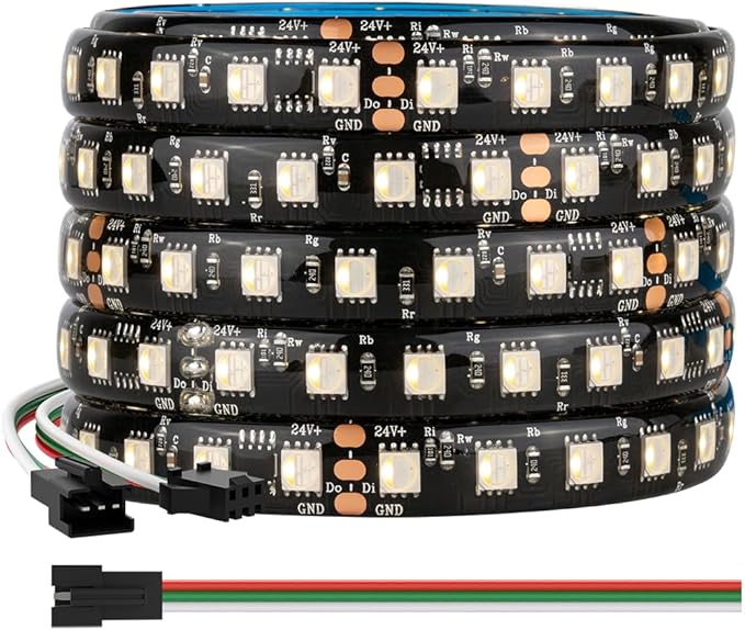 BTF-LIGHTING WS2814 IC RGBW RGB+Warm White(Similar WS2812B) Addressable DC24V 16.4FT 84LED/m 14pixel/m 4 Colors in 1 Dream Color LED Strip 12mm Width PCB IP65 for Home Decor(No Adapter or Controller)