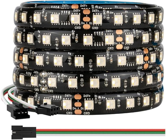 BTF-LIGHTING WS2814 IC RGBW RGB+Warm White(Similar WS2812B) Addressable DC24V 16.4FT 84LED/m 14pixel/m 4 Colors in 1 Dream Color LED Strip 12mm Width PCB IP65 for Home Decor(No Adapter or Controller)