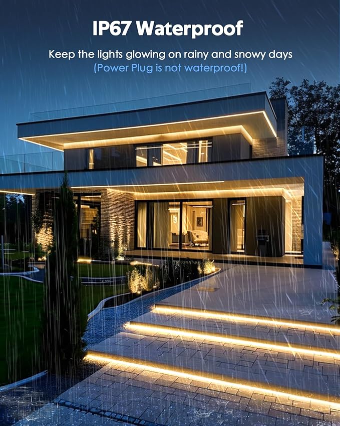 Self-Adhesive 20FT LED Strip Lights for Bedroom Warm White Waterproof Flexible LED Rope Light for Outside AC 110V-120V Switch Plug in 2835 120LED/M LED Tape Light for Bedroom Indoor Outdoor