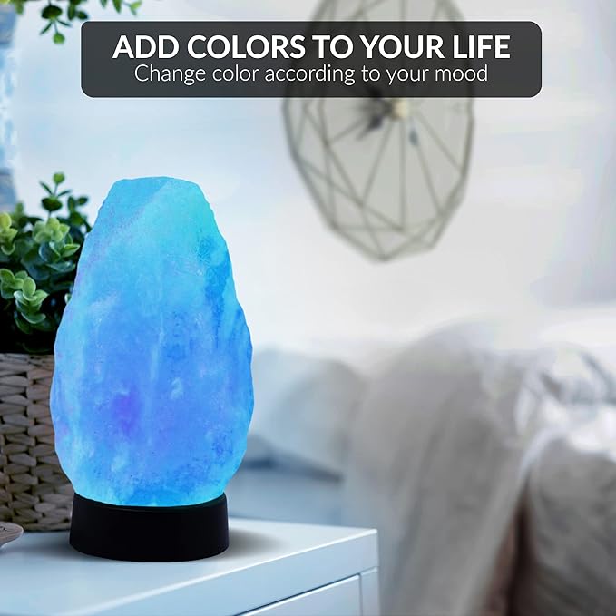 Himalayan Glow Salt Lamp - Multi-Color USB Himalayan Salt Lamp with Dimmer Control | LED Bulb | Plastic Base | Amber Glow, Idle for Gift, Decor & Desk