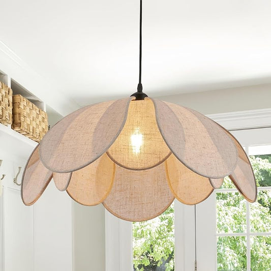 Farmhouse Rattan Chandeliers for Dining Room, 22in Coastal Boho Chandeliers, Wicker Hanging Pendant Lights, Hand Woven Lighting Fixture for Kitchen Island, Living Room, Bedroom