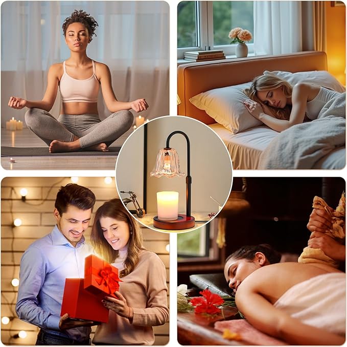 Candle Warmer Lamp Electric Timer: Dimmable Candles Warming Lamps - Height Adjustable Burner Jar - No Flame Scented Melts Wax - All Candle Jars Home Decor Table Light