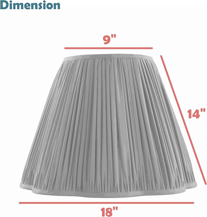 Aspen Creative 34248, Bottom Scallop Gather Pleated Traditional Spider Lamp Shade in Metallic Gold Faux Silk Fabric, 9" Top x 18" Bottom x 14" Slant